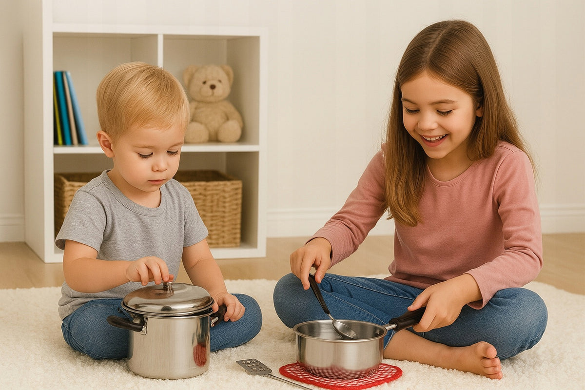 Metal Pots for Kids Set Kitchen Accessories Silver Pan from 3 Brand no brand