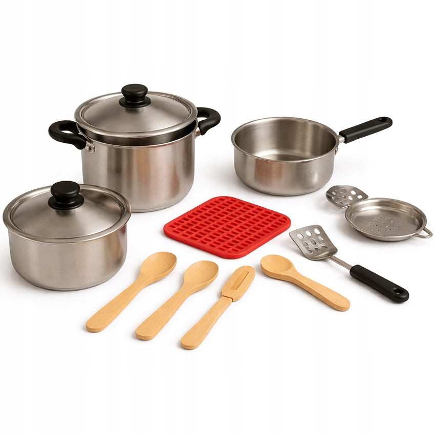 Metal Pots for Kids Set Kitchen Accessories Silver Pan from 3