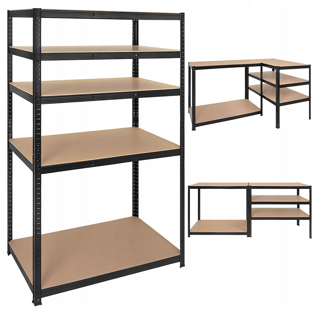 Metal Storage Rack 5 Shelves Black for Basement Garage 180x100x60cm 1T Packaging status original