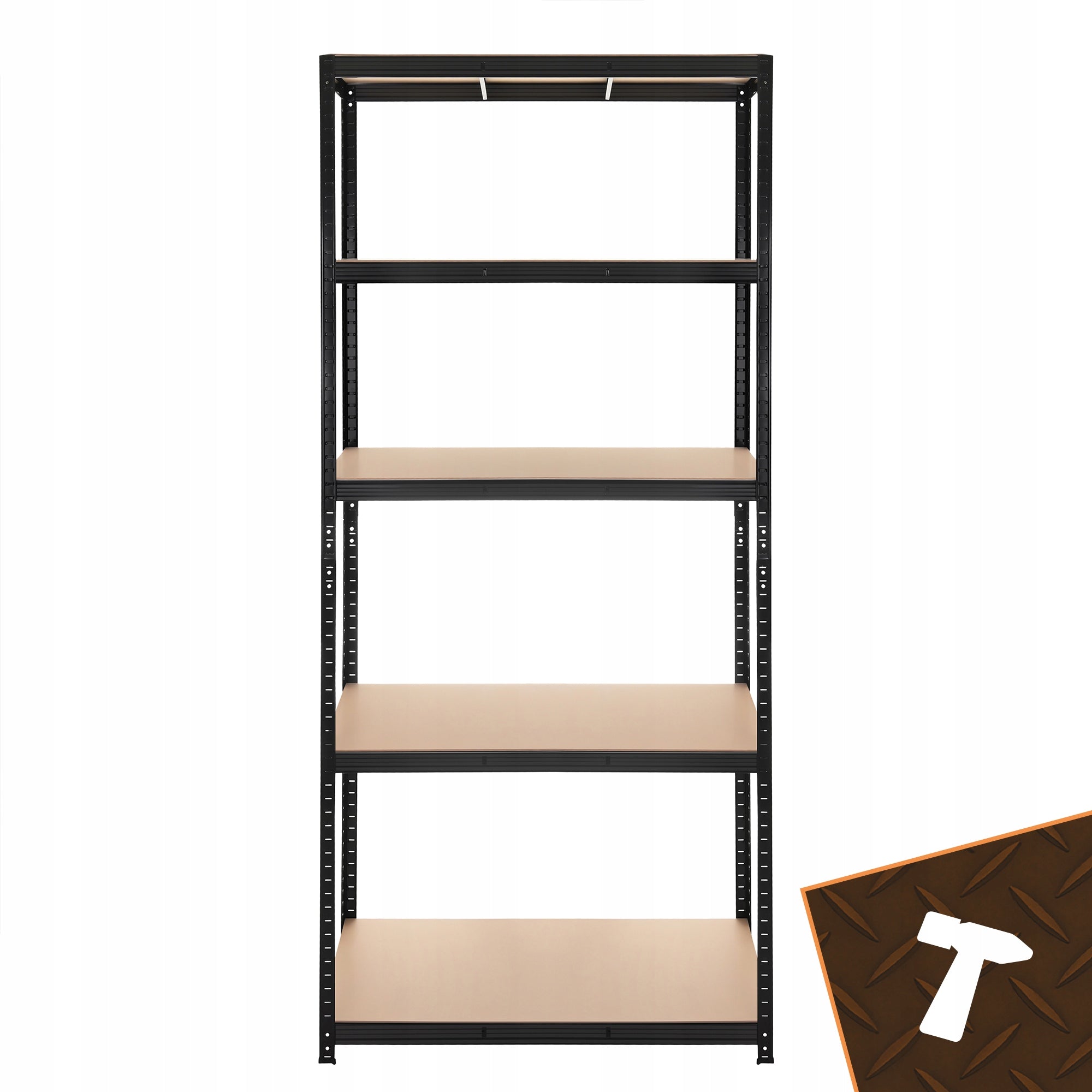 Metal Storage Rack 5 Shelves Black for Basement Garage Powerful 1000kg Manufacturer code Regał magazynowy - czarny 220x100x45 Bigstren