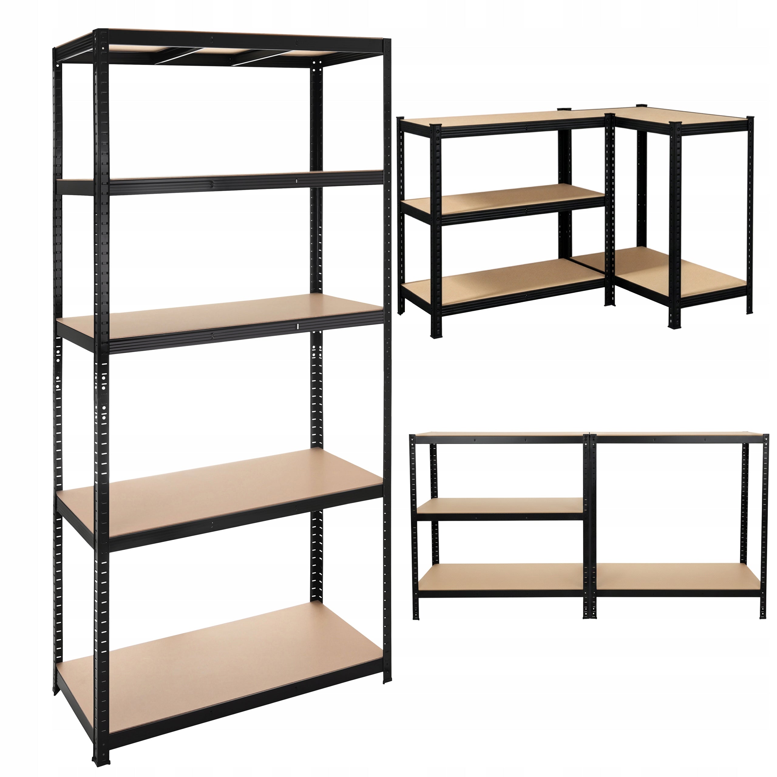 Metal Storage Rack 5 Shelves Black for Basement Garage Powerful 1000kg