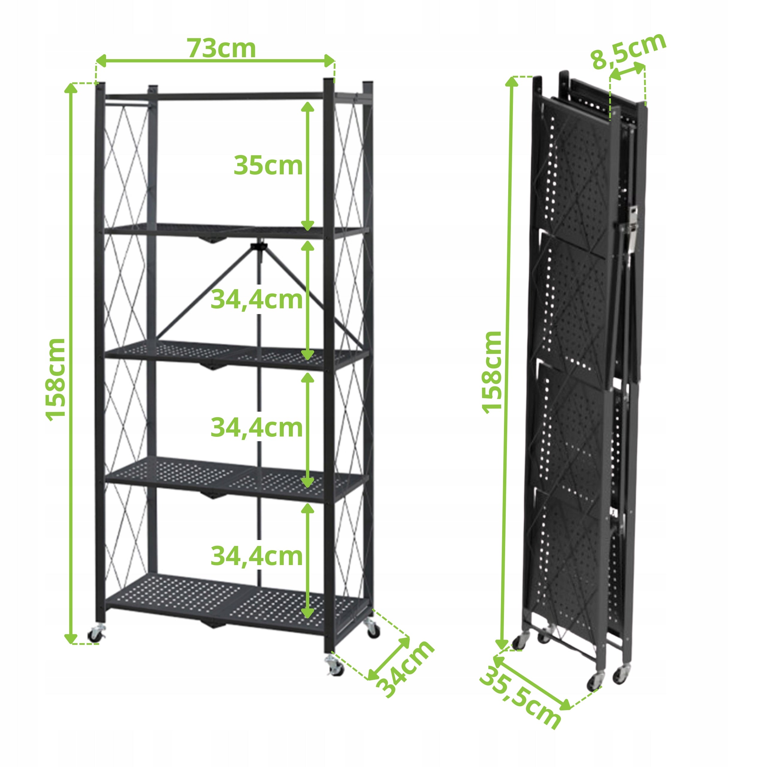 Metal Storage Rack Folding On Wheels 5 Shelves Mobile Loft Avenido Manufacturer code AV6817