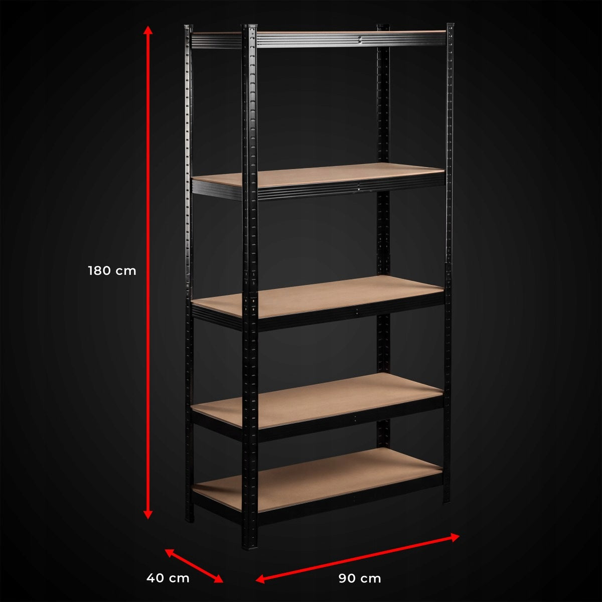 Metal Storage Rack For Garage Office 180x90x40 Black 5 Shelves 875kg Packaging status original