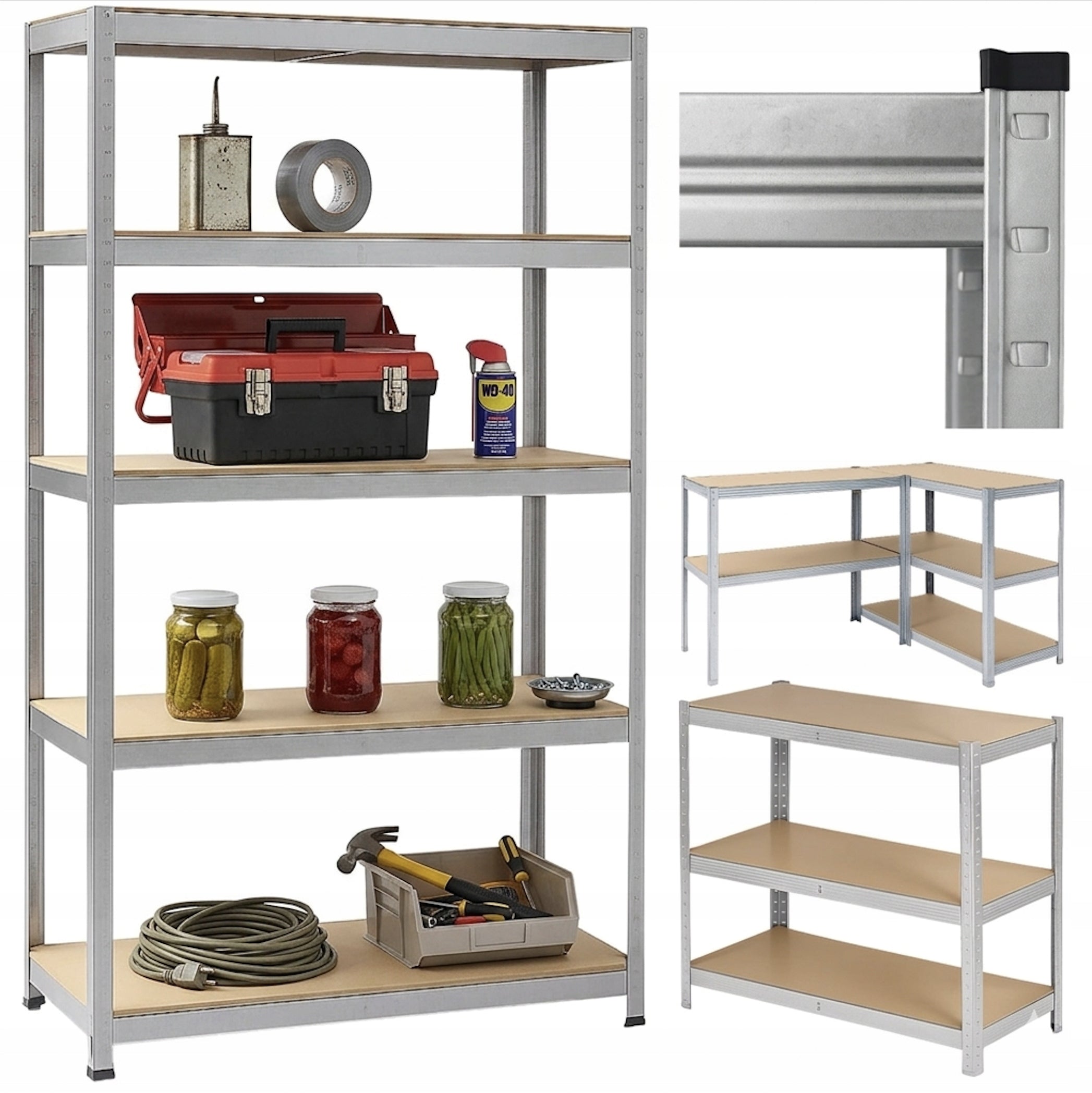 Metal Storage Rack Garage 180x90x40 Cm 5 Shelves 875kg Solid