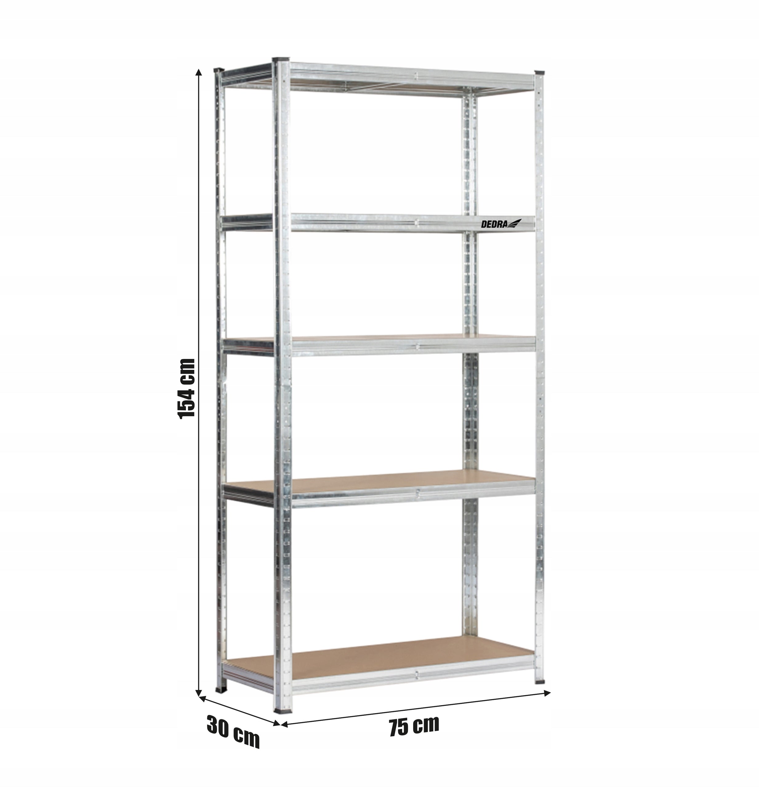 Metal Storage Rack Garage Workshop 5 MDF Shelves 154x75x30 cm 3in1 Manufacturer code N1405