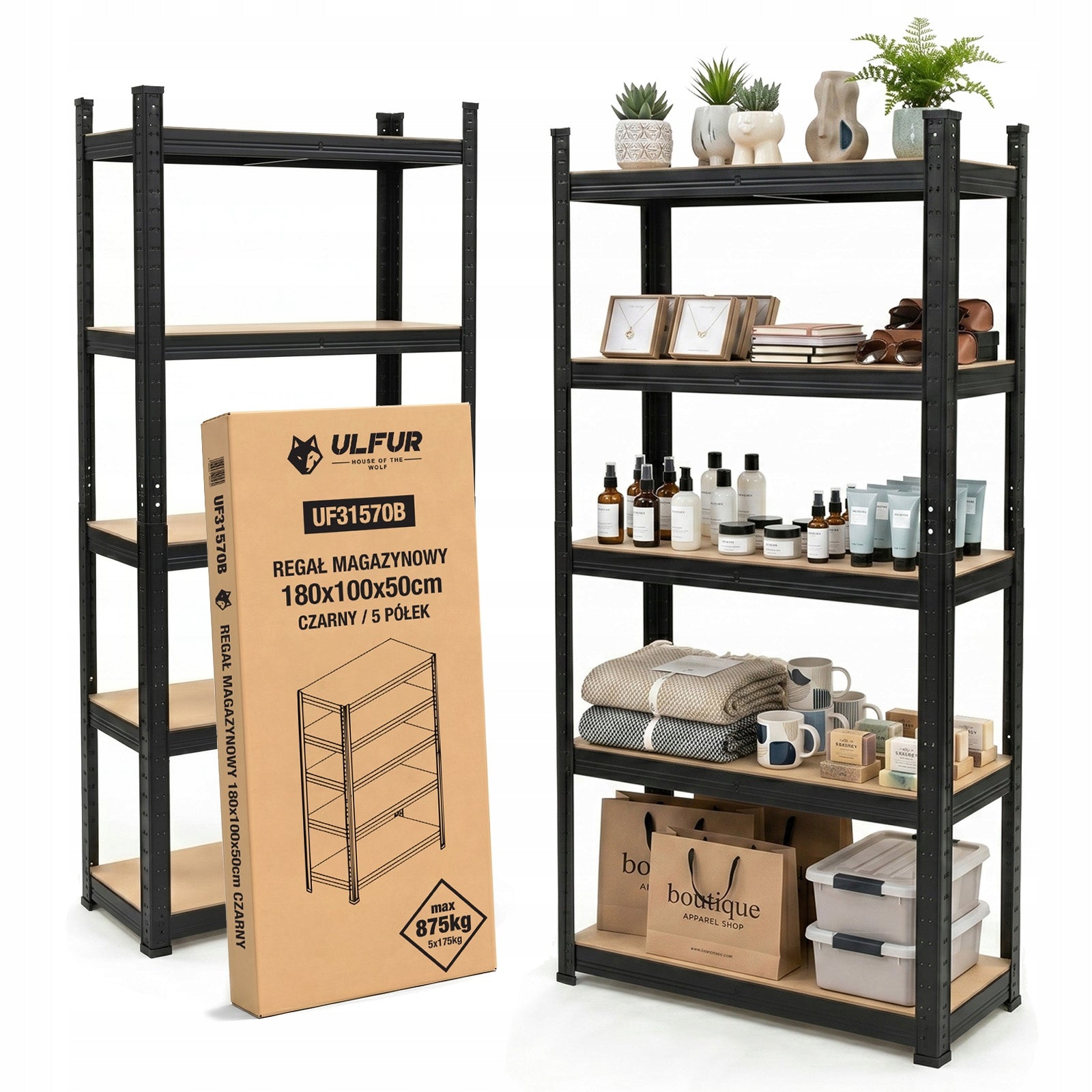 Metal Storage Rack for Basement Garage 180x100x50cm 875kg Black Ulfur