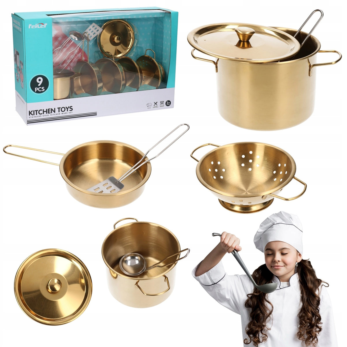 Metal dishes GLAMOUR set Little Cook - pots 5421