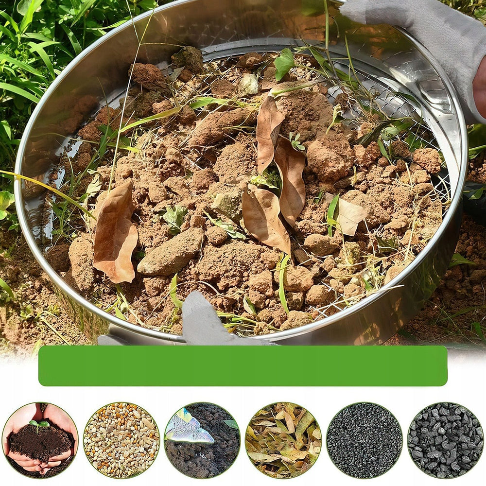 Metal garden sieve with 5 mesh sizes (thick and fine) for stones Packaging status original