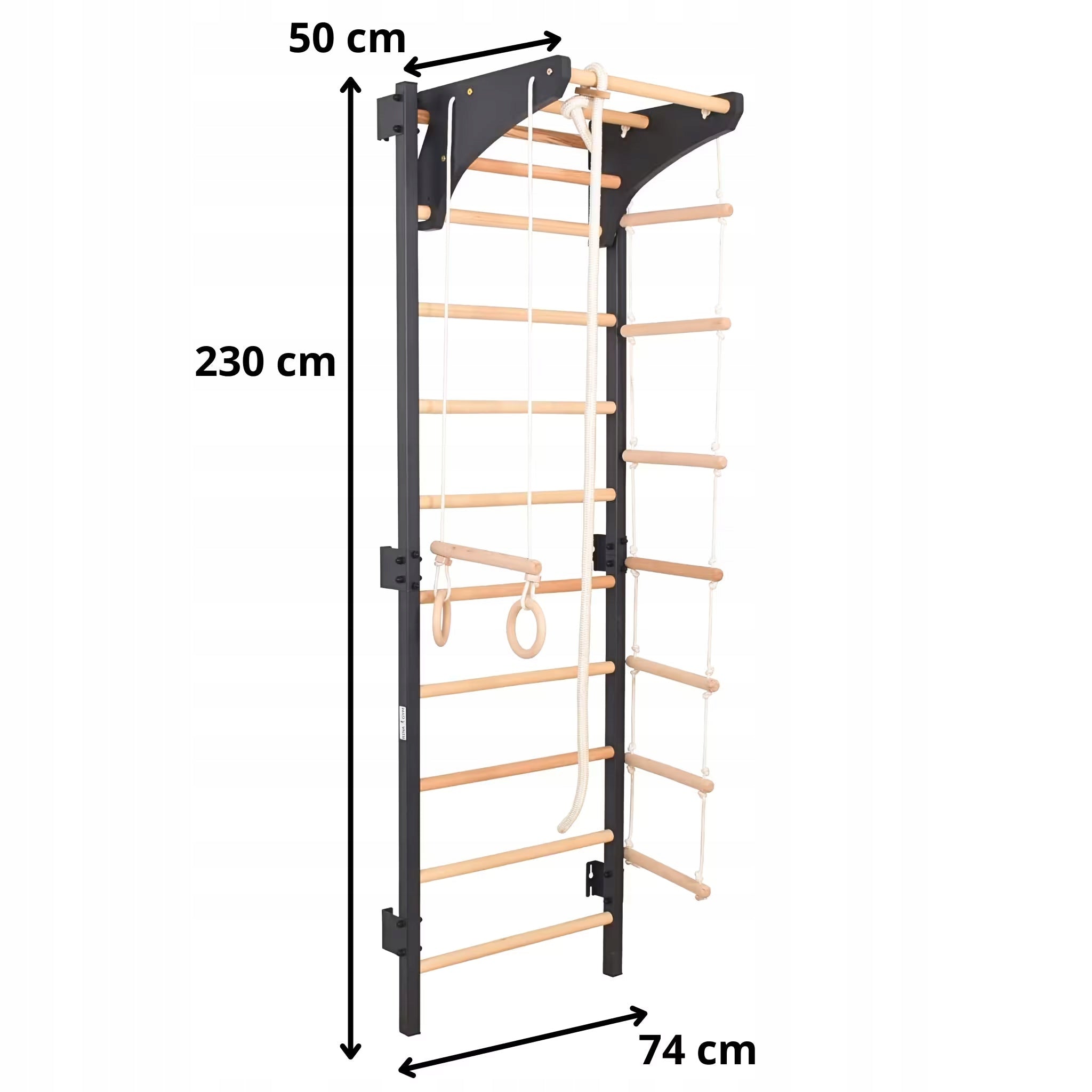 Metal gymnastic ladder STEEL KOM 2 graphite with bar, wheels Packaging status original