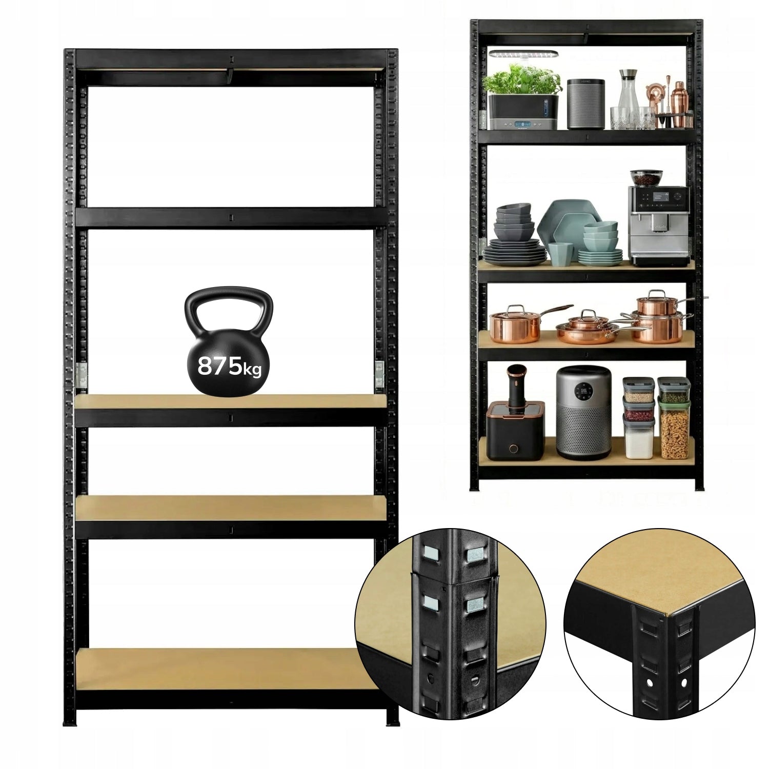 Metal rack black 180x90x40 cm 875kg storage for basement garage
