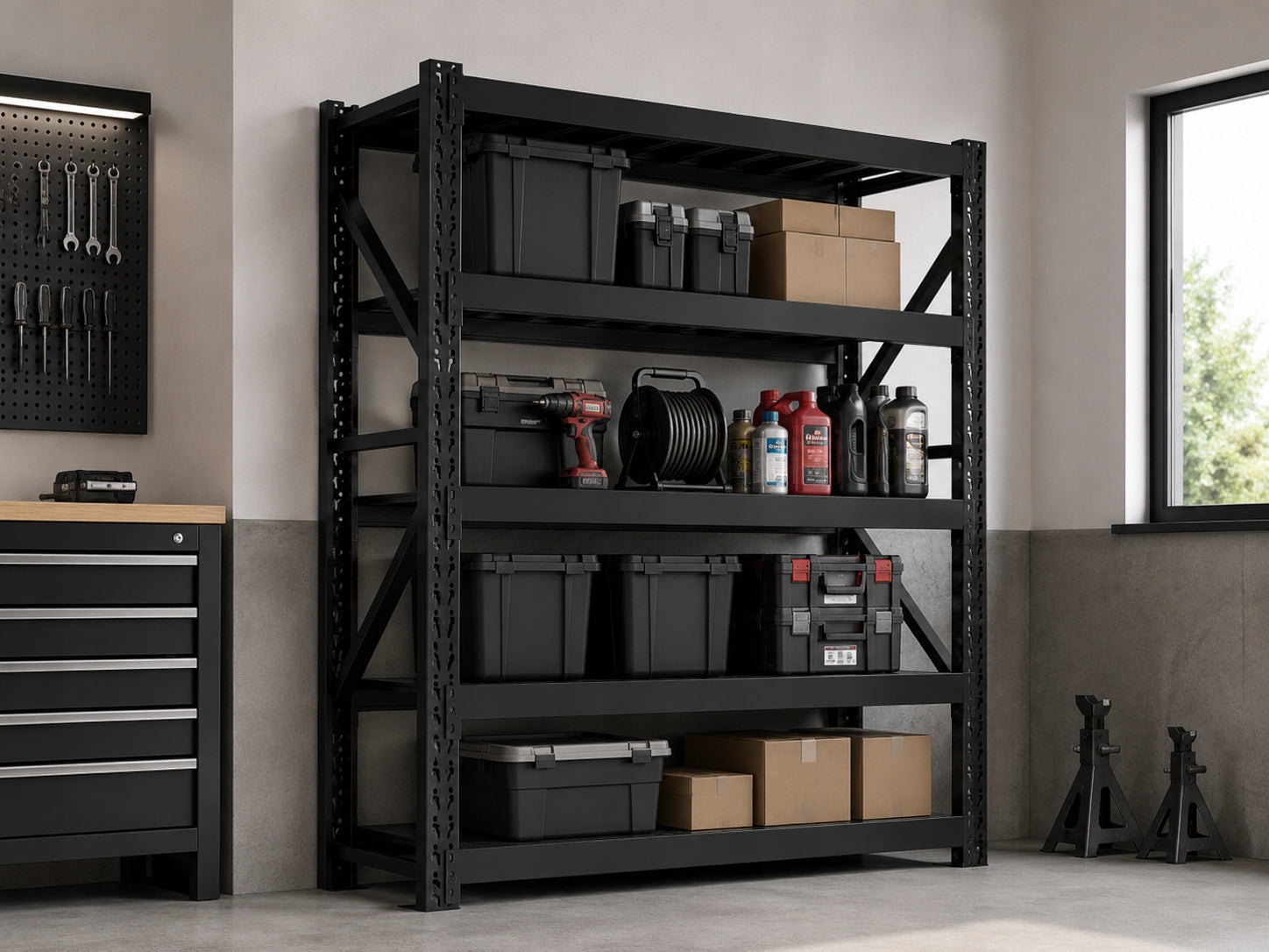 Metal storage rack 200 x 150 x 50 cm max 300 kg per shelf Manufacturer no brand