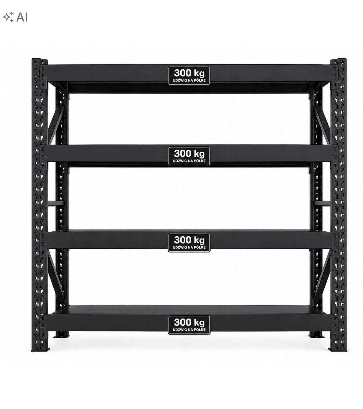 Metal storage rack 200 x 200 x 60 cm 1200 kg black 4 shelves strong Manufacturer code MG262
