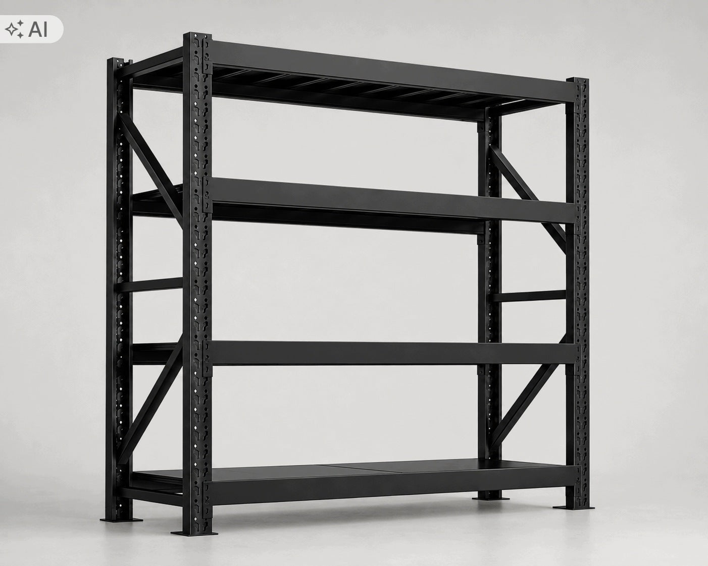 Metal storage rack 200 x 200 x 60 cm 1200 kg black 4 shelves strong Manufacturer no brand