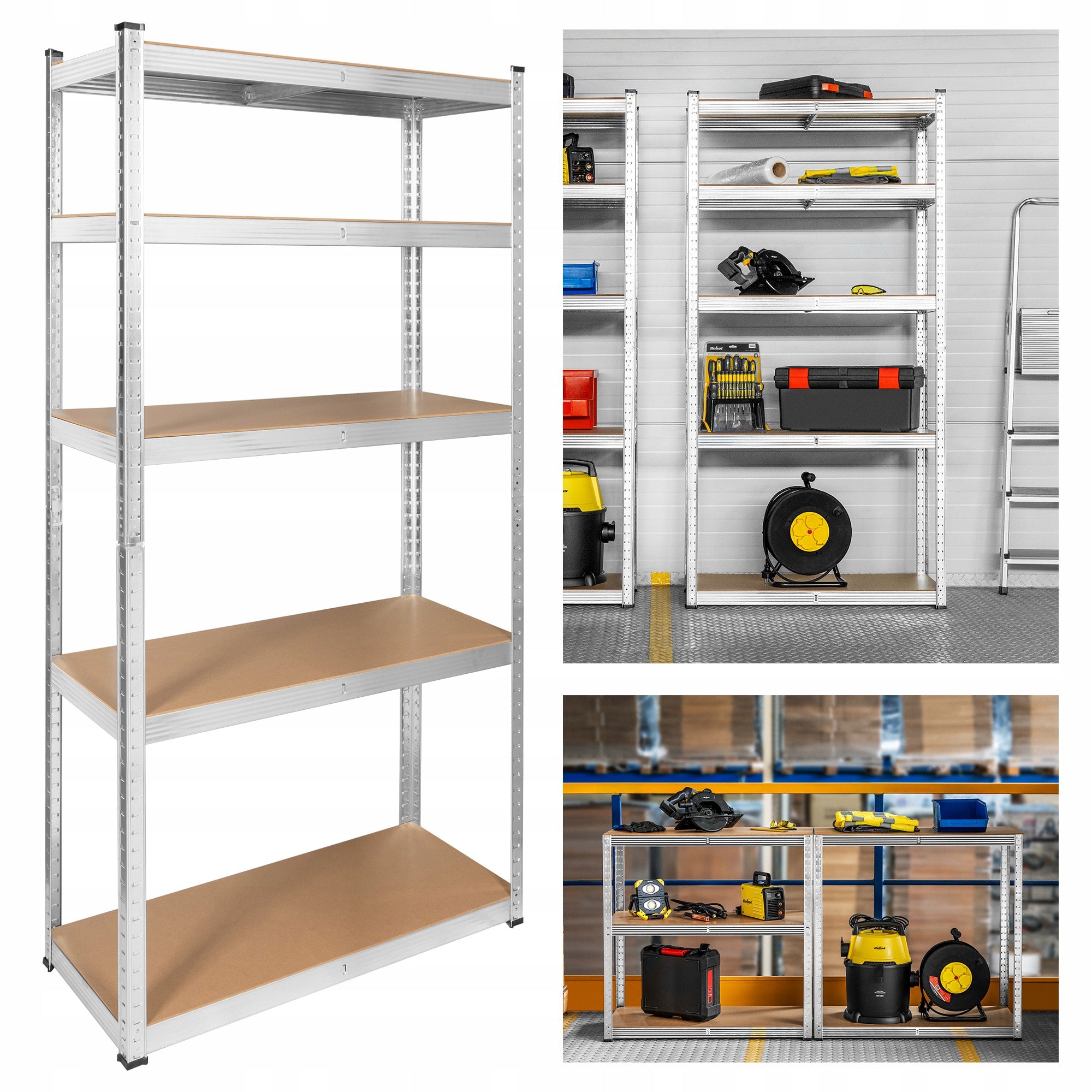 Metal storage rack 2in1 5 garage shelves 180x90x40cm 875kg Rebel