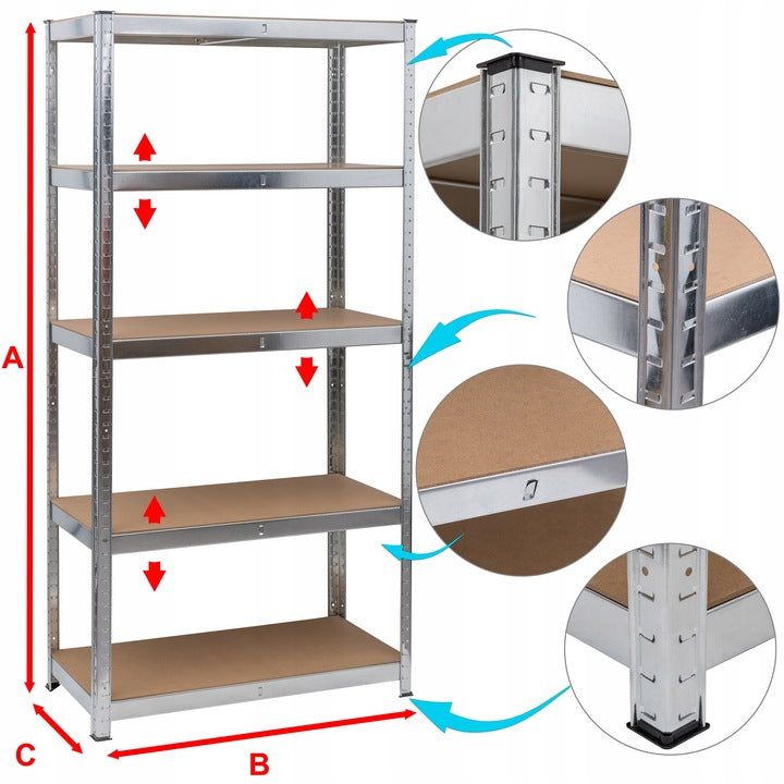 Metal storage rack Dooc 180 x 270 x 40 cm max 175 kg per shelf SET Manufacturer code REG-2xROC+WNOC
