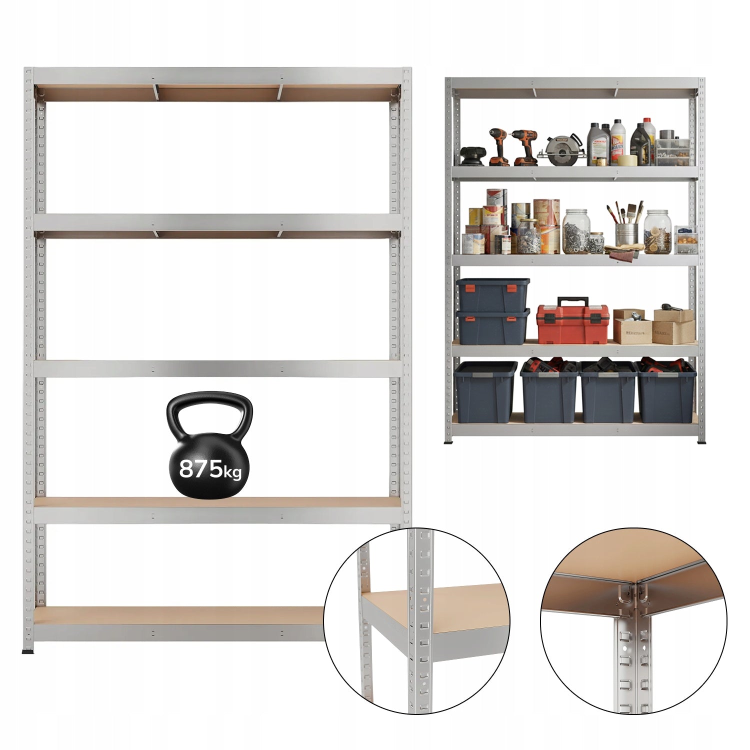 Metal storage rack Metalkas 180x120x40 cm lifting capacity 875 kg galvanized