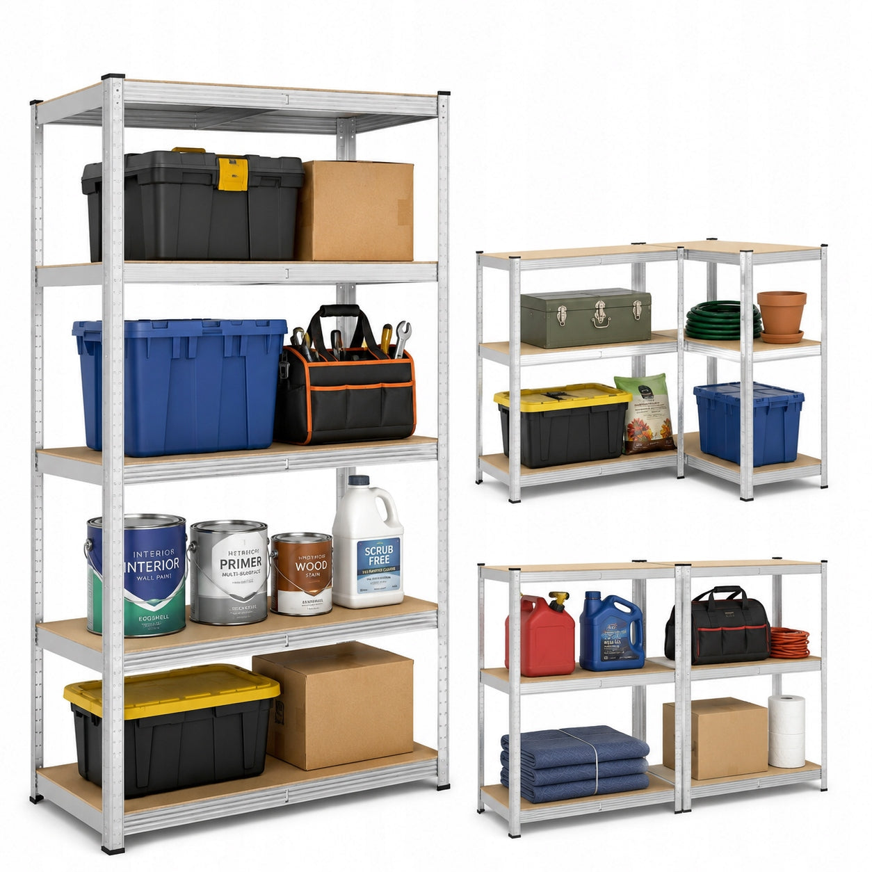 Metal storage rack for basement garage 150x75x30 cm max 700kg 4 shelves Packaging status original