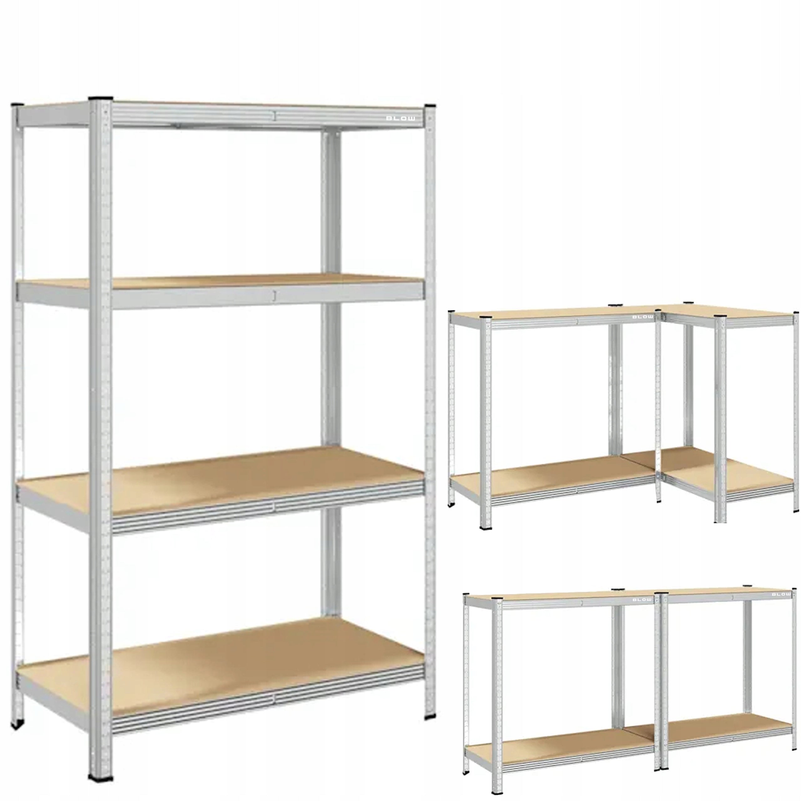 Metal storage rack for basement garage 150x75x30 cm max 700kg 4 shelves