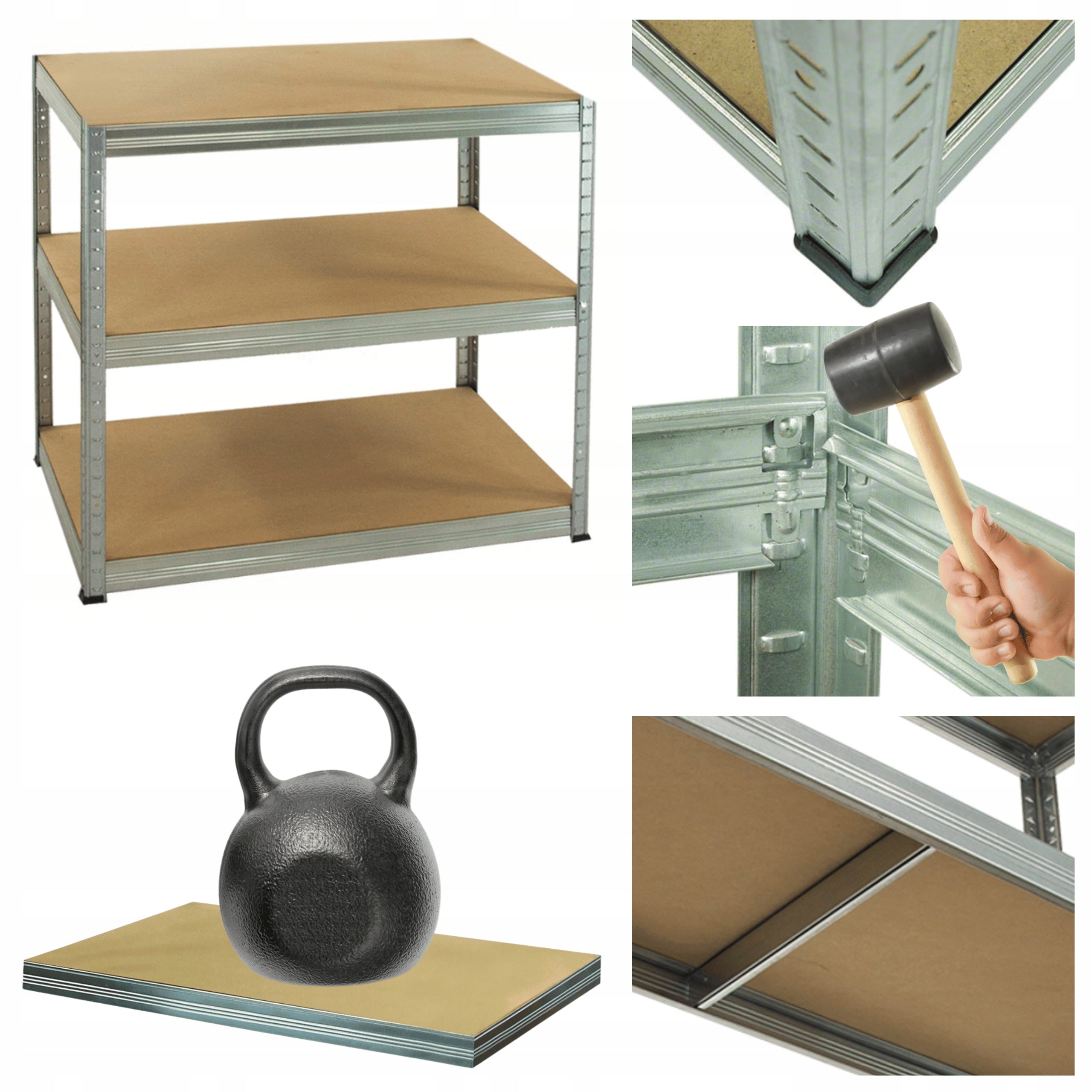 Metal storage rack galvanized HELIOS 90x100x60cm 3Px175kg