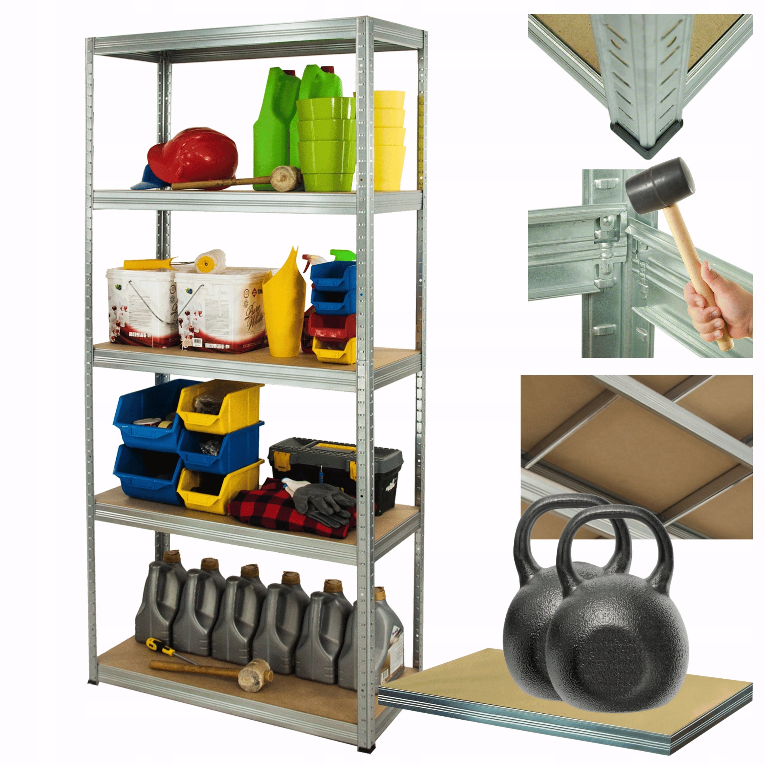 Metal storage rack galvanized rack HELIOS 180x100x35cm 5Px275kg DURABLE