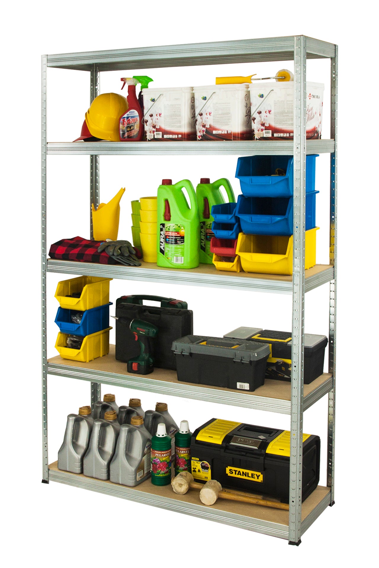 Metal storage rack galvanized rack HELIOS 180x180x40cm 5Px275kg DURABLE Packaging status original