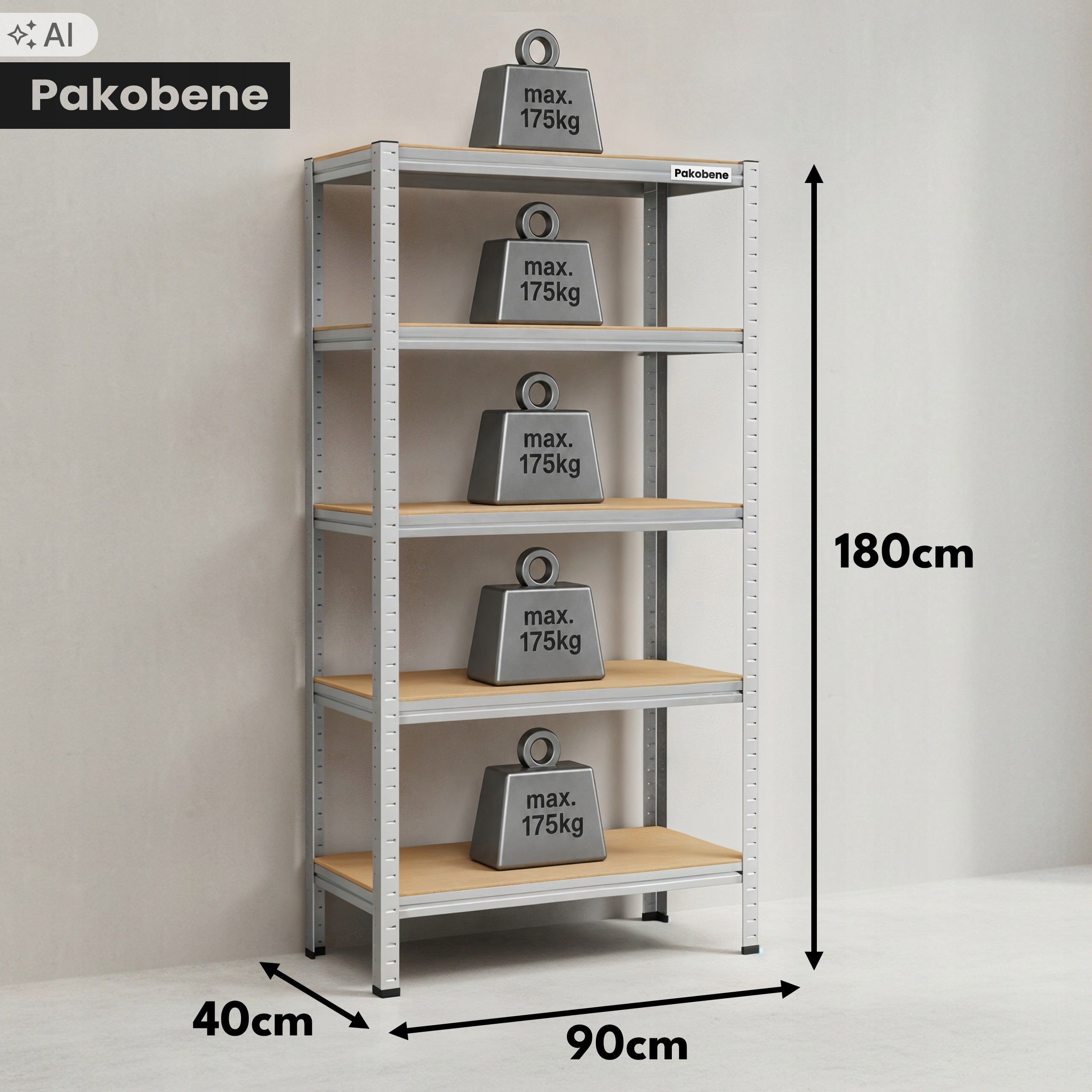 Metal storage rack workshop ZINC solid 5 SHELVES 180x90x40 875kg Packaging status original