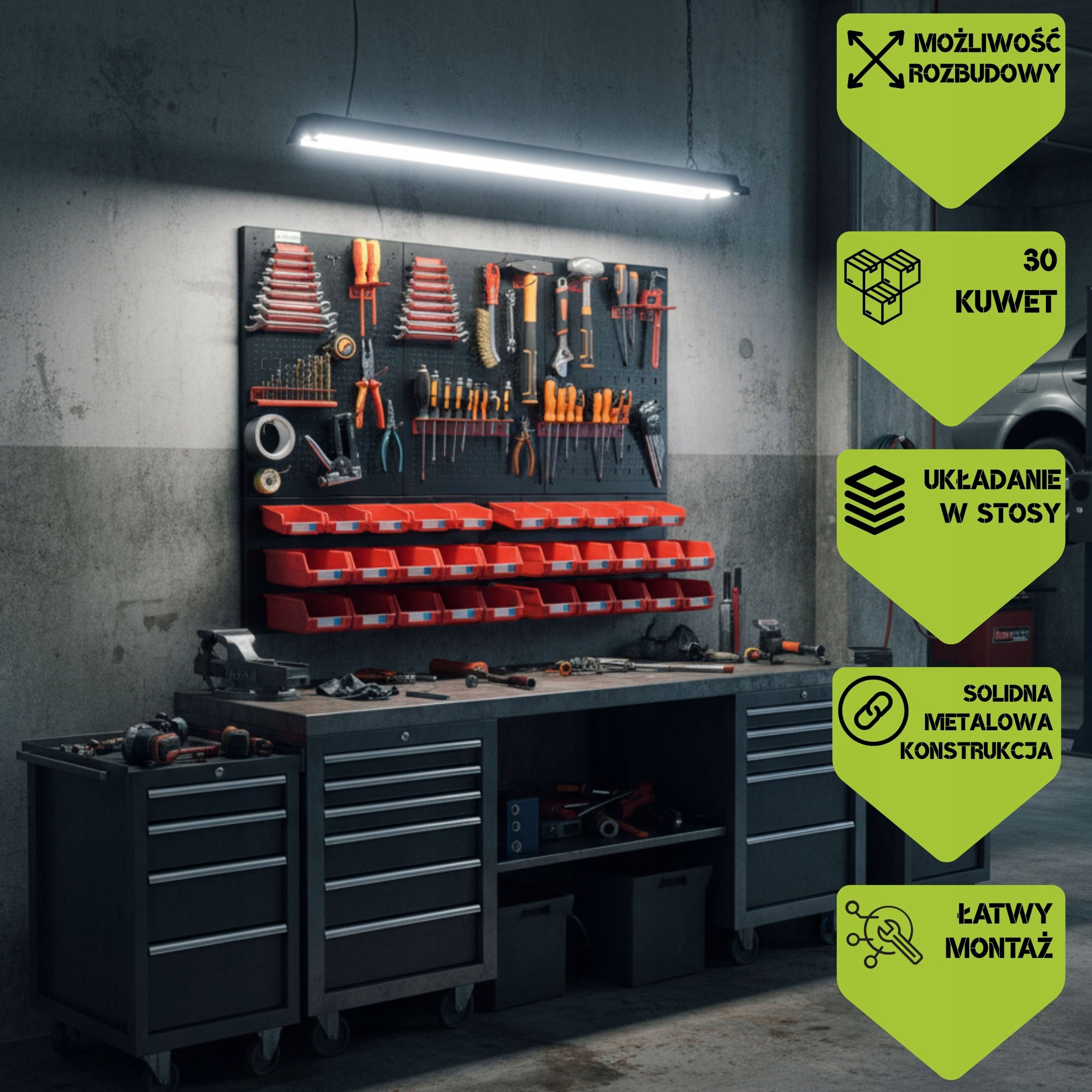 Metal workshop tool board 120x90cm 30 containers botle Product height 90 cm