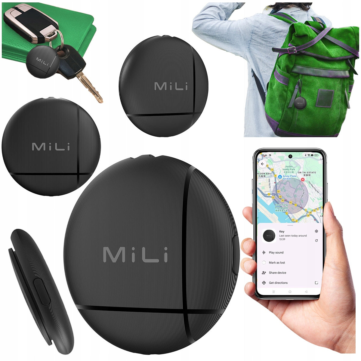 MiLi LiTag BT ANDROID GPS Locator for Bike Luggage Key Backpack