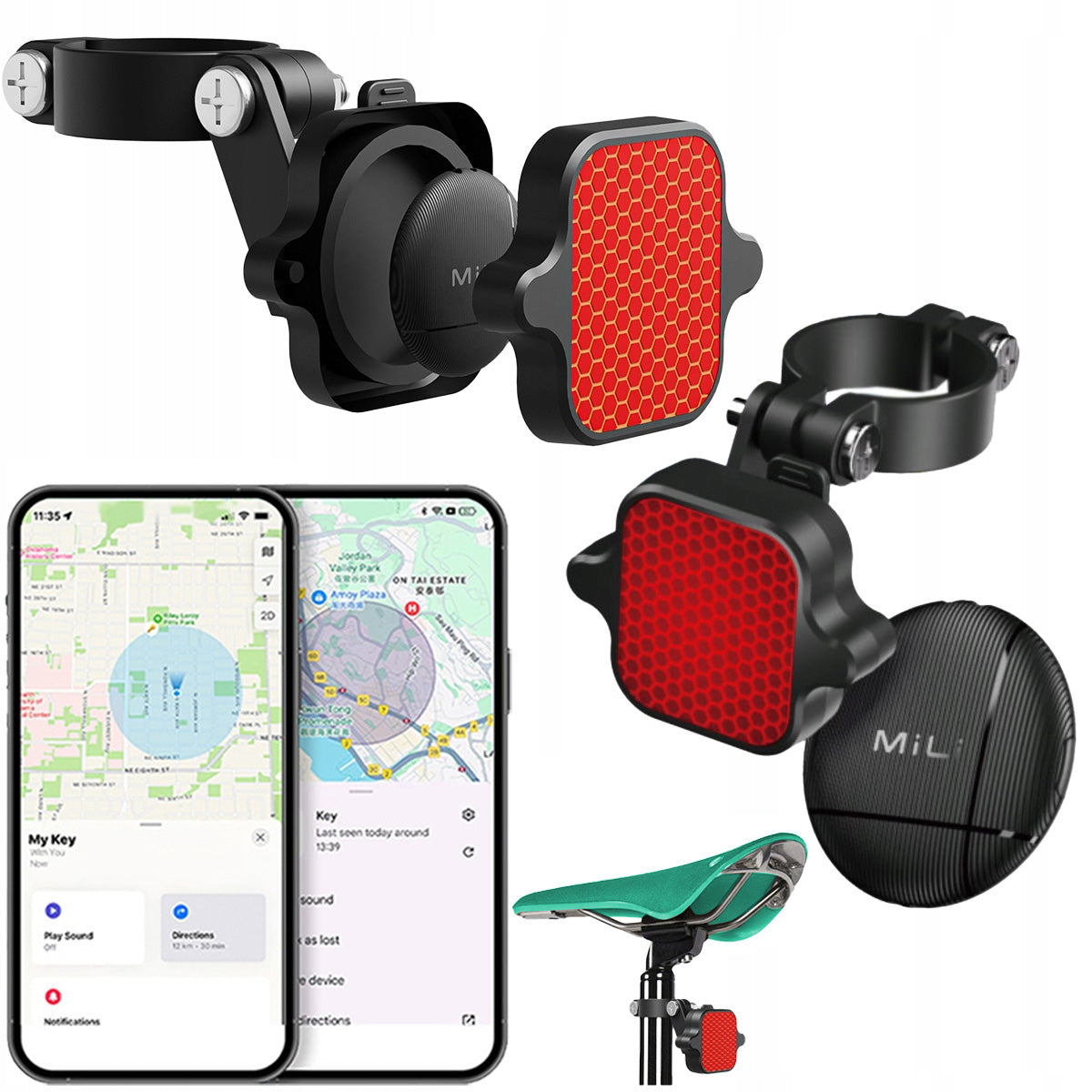 MiLi LiTag GPS Locator BT Duo ANDROID iOS APPLE Rear Reflector for Bike