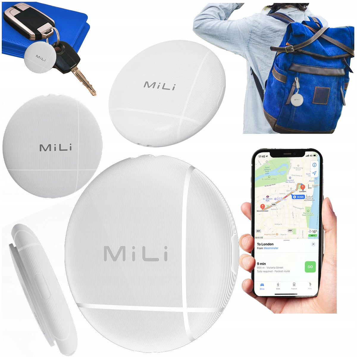 MiLi LiTag GPS Locator BT iOS APPLE for Bike Luggage Key Backpack