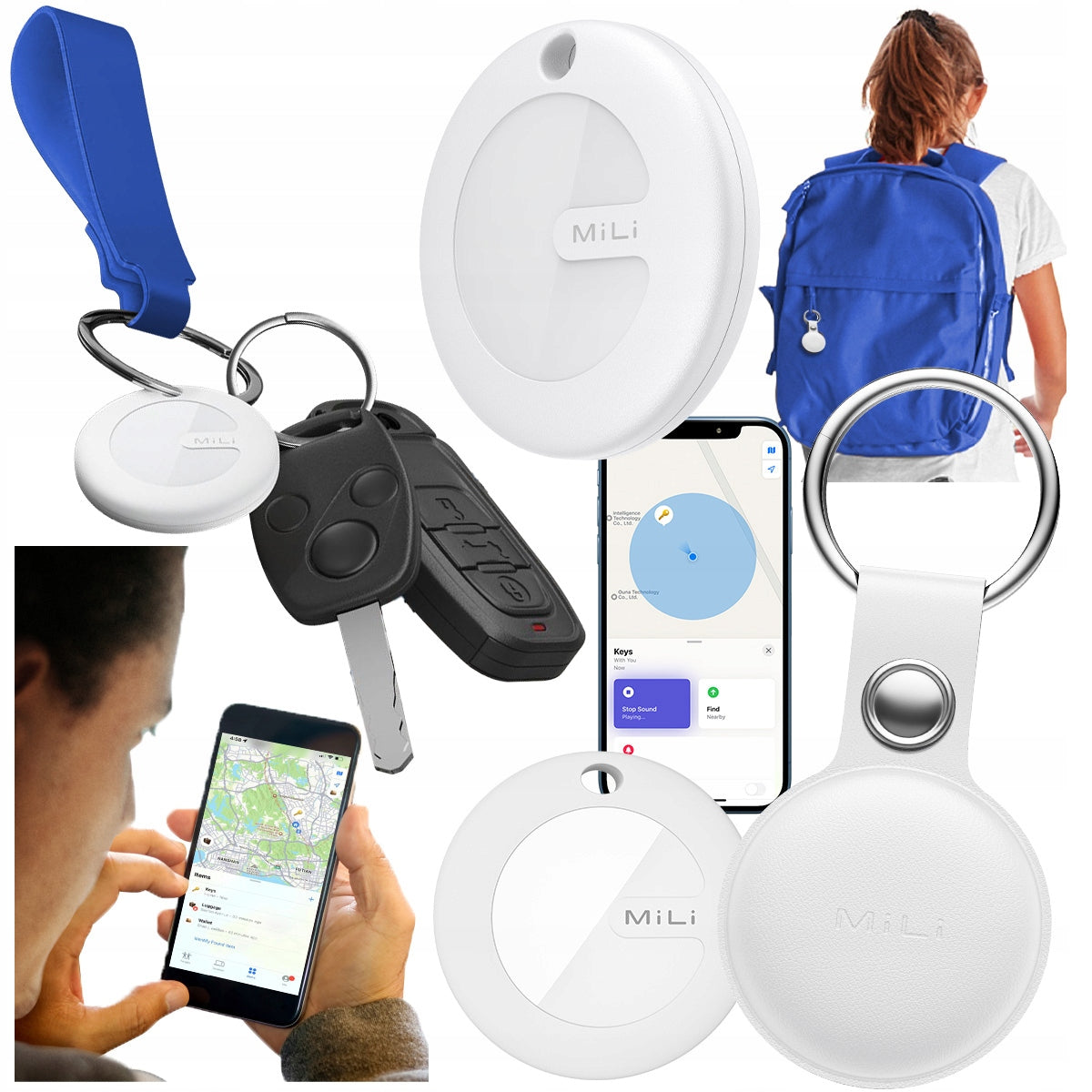 MiLi MiTag BT GPS Locator for iOS APPLE + Keychain Case