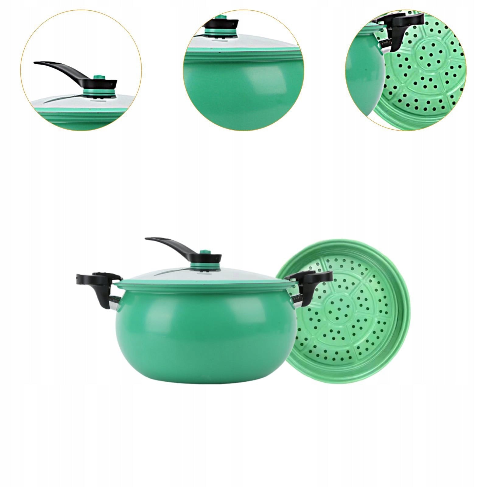 Micro Pressure Cooker Cooking Pot 7L Double Handle Saucepan with Lid green Packaging status original