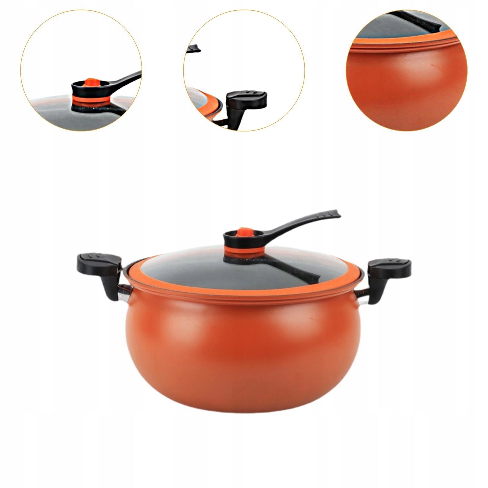 Micro Pressure Cooker Cooking Pot 7L Double Handle Saucepan with Lid orange Brand no brand