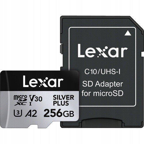 MicroSDXC Memory Card Lexar SILVER PLUS 256 GB UHS-I U3 V30 A2 2