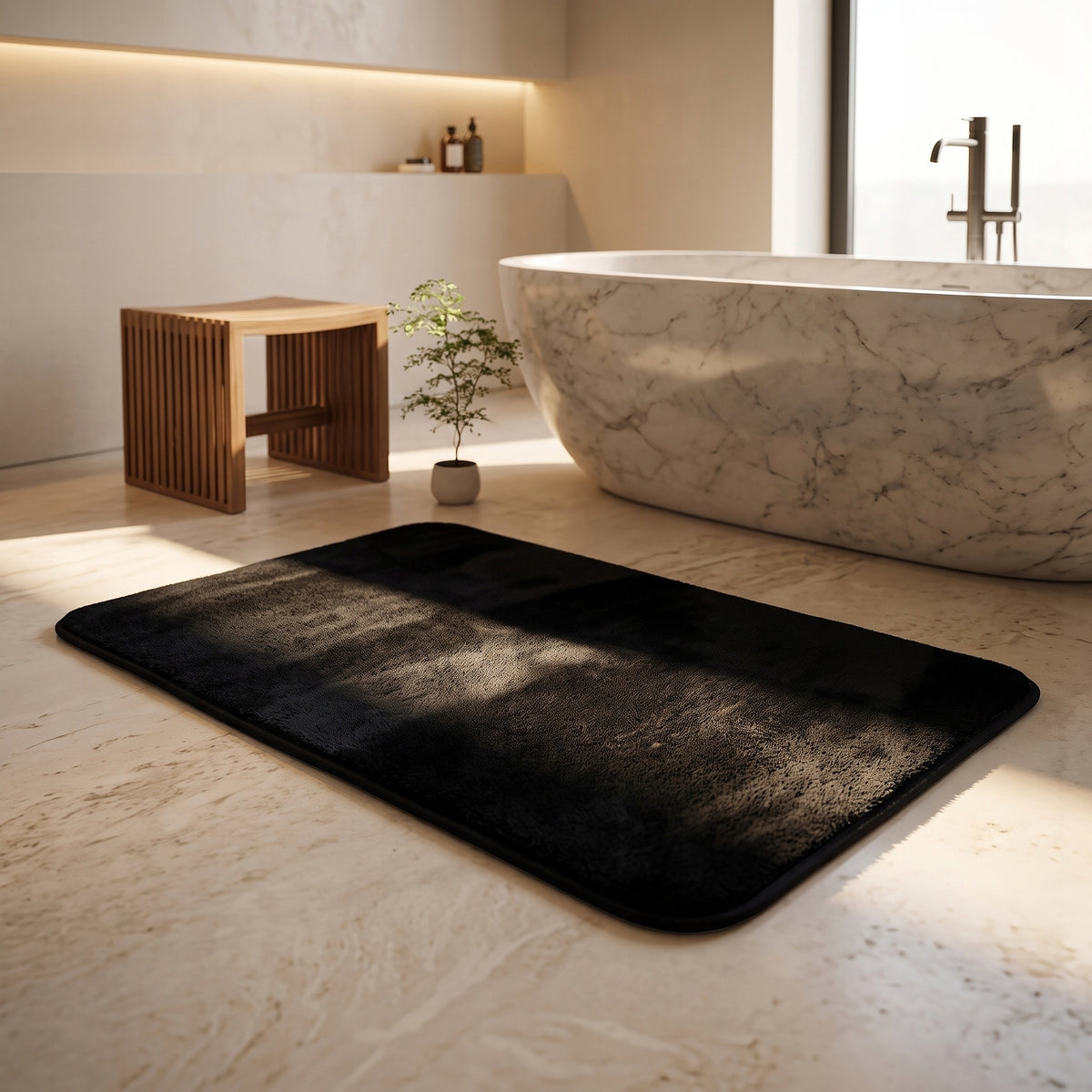 Microfiber Bathroom Mat 50x80 cm, Black Non-Slip, Water Absorbent Manufacturer code ligu