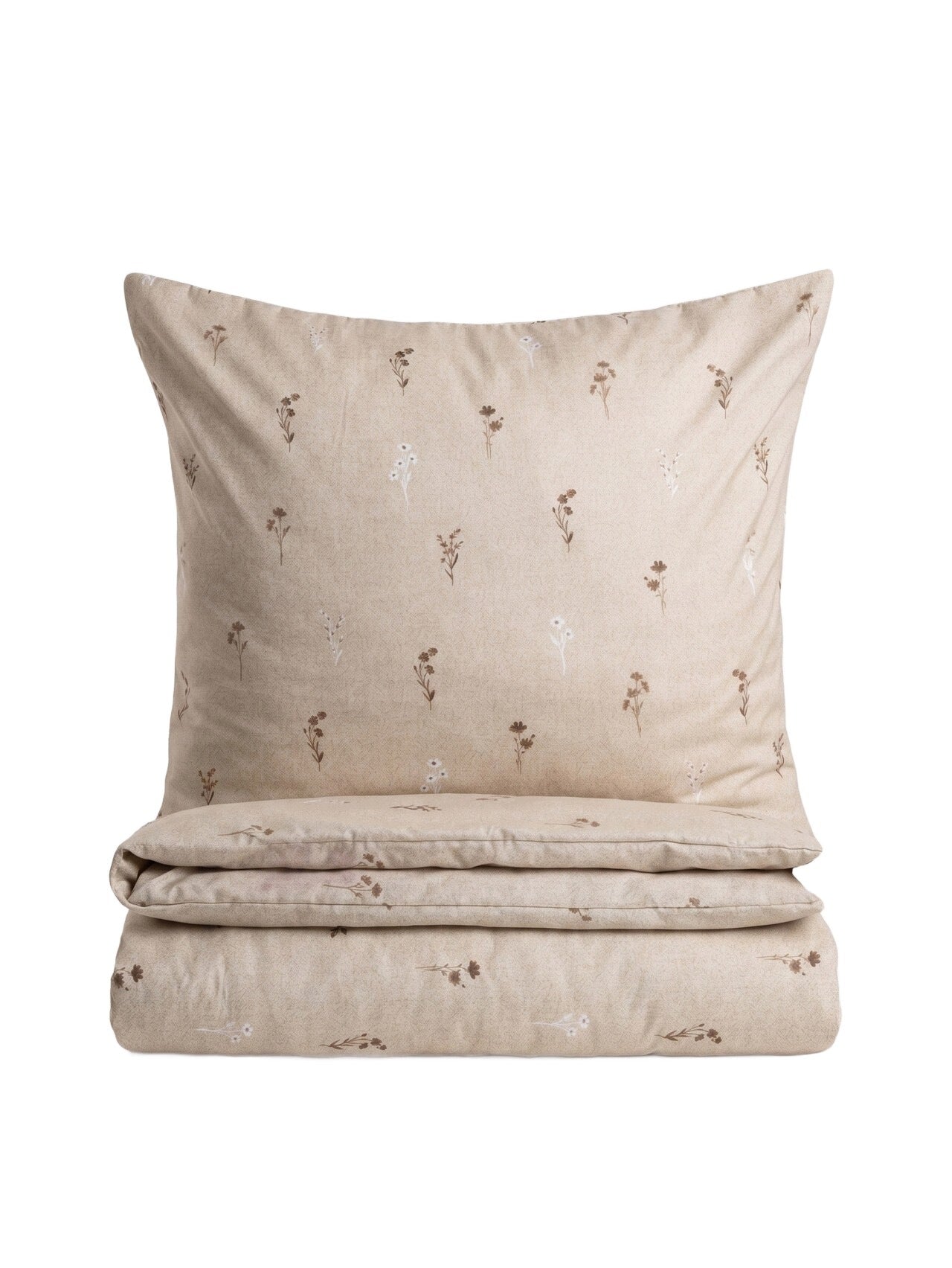 Microfiber bedding REM beige with flowers 220x200 + 2*70x80 cm HOMLA