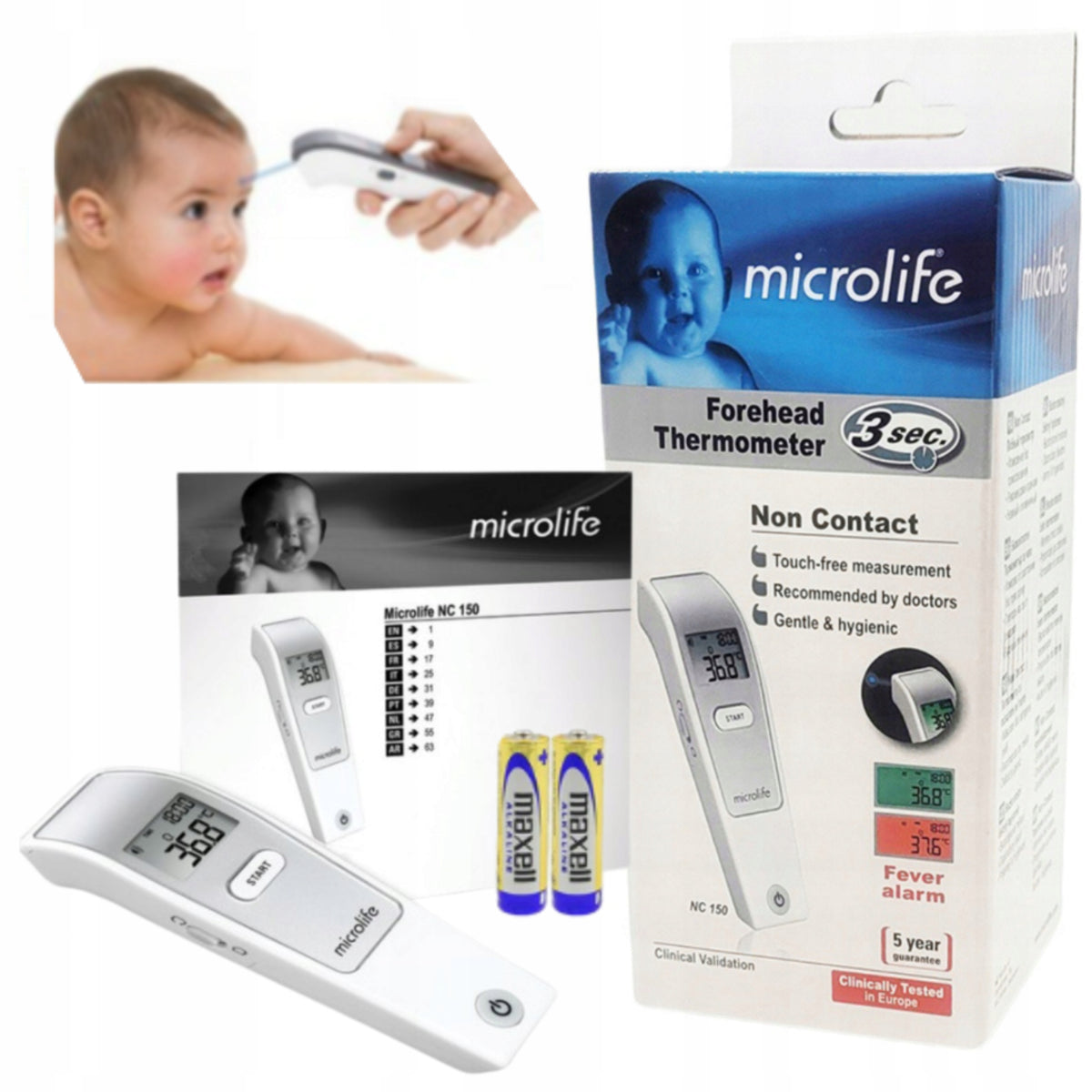 Microlife non-contact thermometer NC 150 + BATTERIES WITHOUT CASE!!!