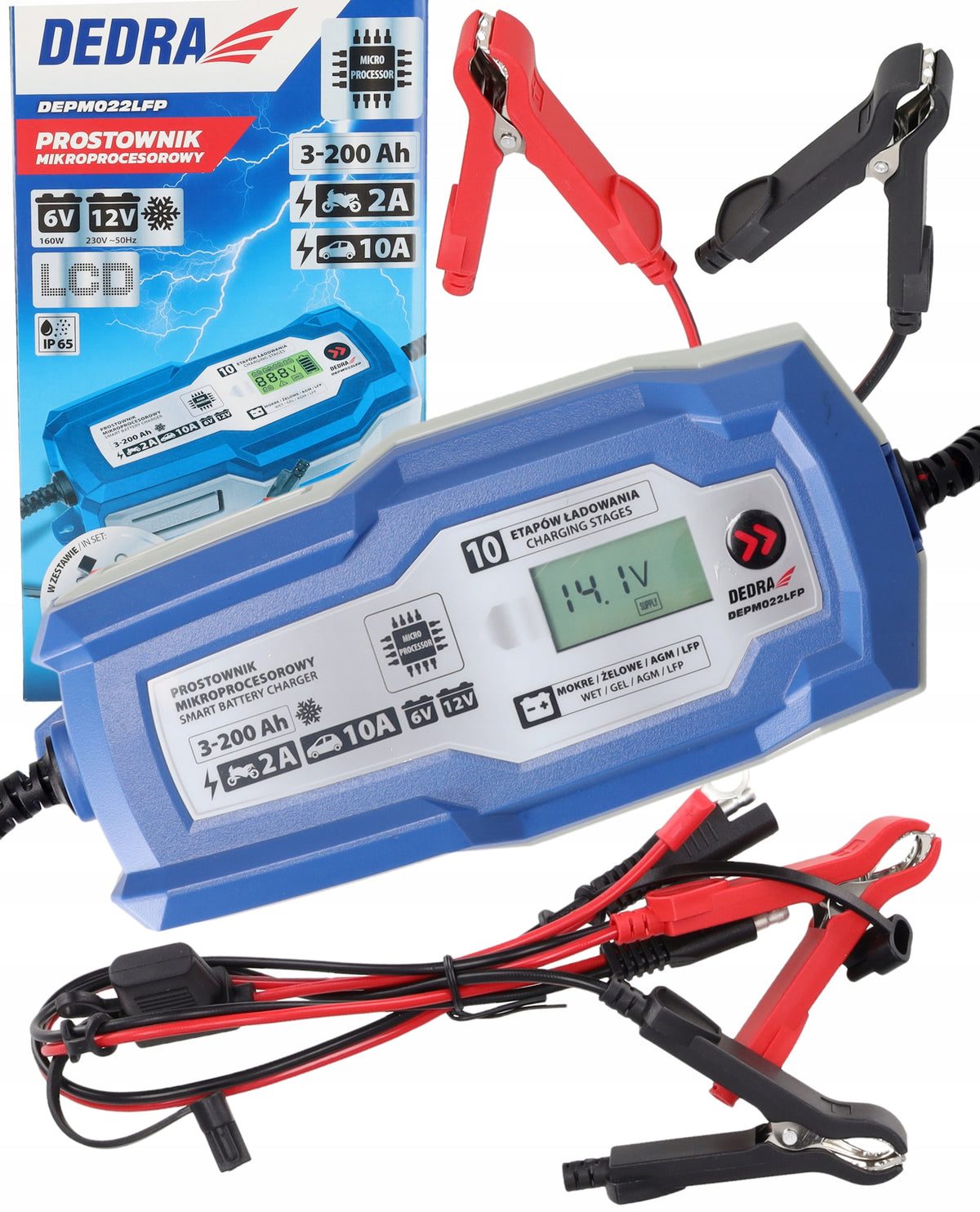 Microprocessor Rectifier Rechargeable Car 10A LCD 6/12V 3-200Ah