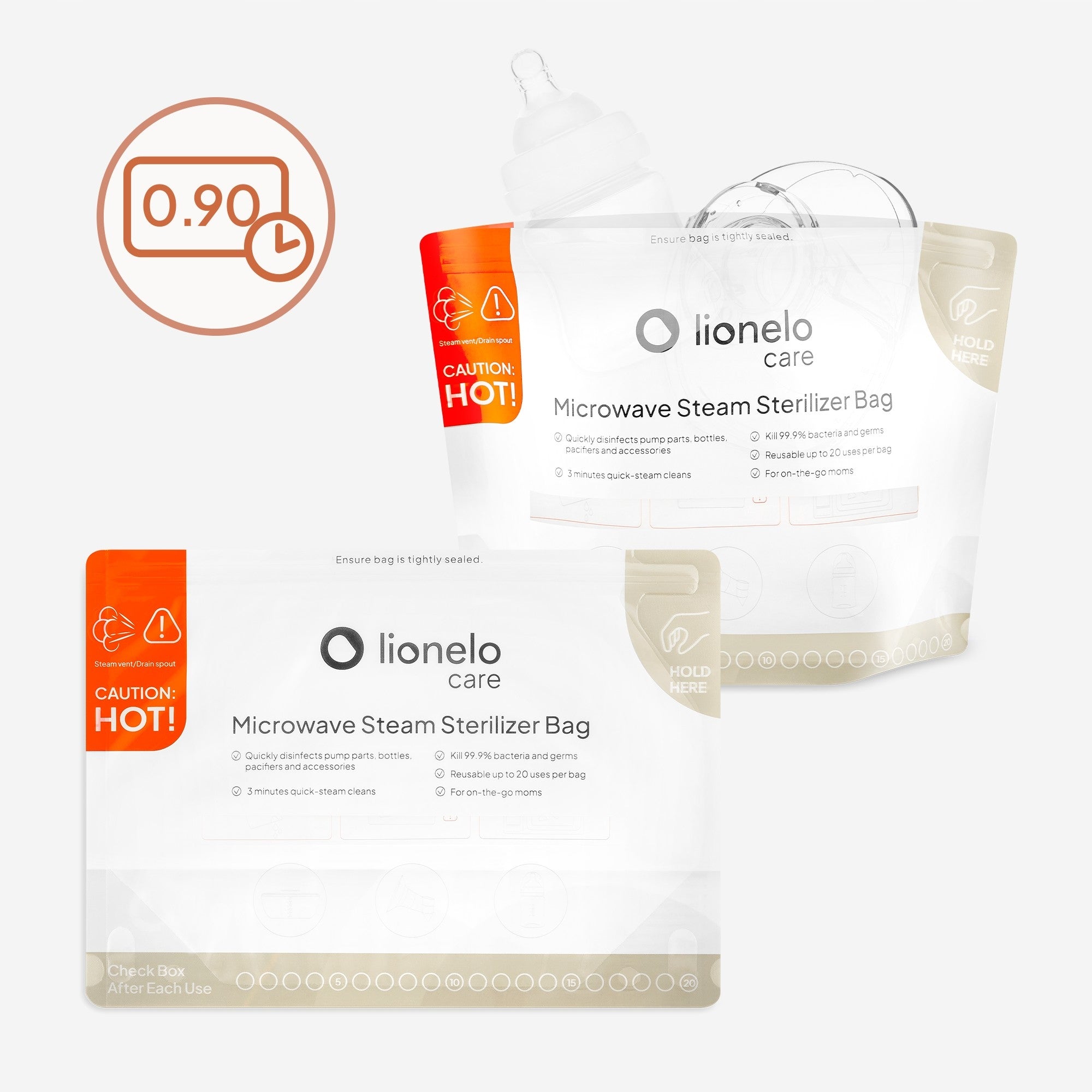 Microwave breast pump bottle sterilization bags Lionelo 16 pcs. Manufacturer code LOC-THERMBAG 16 PACK