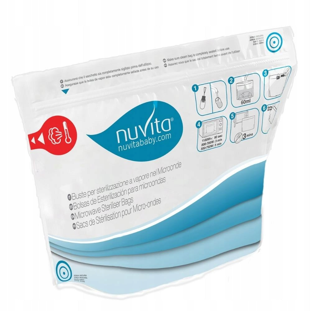 Microwave sterilization bags, 5 pcs, 100 use Nuvita Medical device no