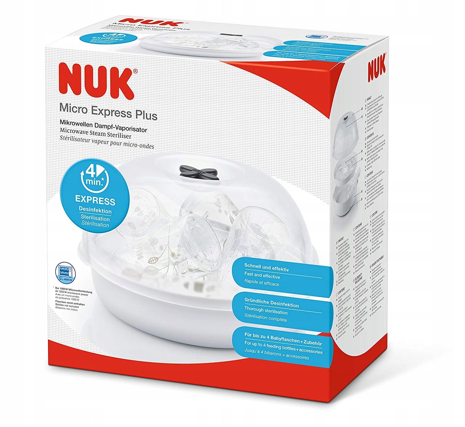 Microwave sterilizer NUK removes 99,9% of bacteria