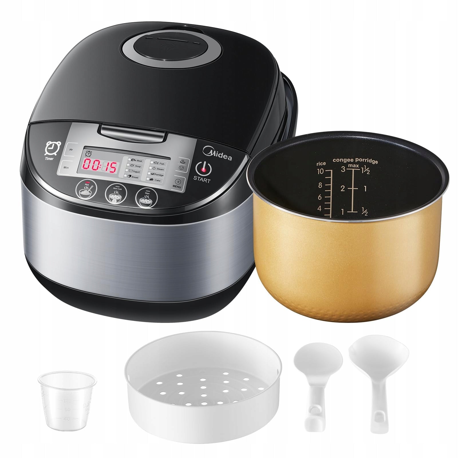 Midea Multicooker 5L Black 350W Led Steamer 11 Functions