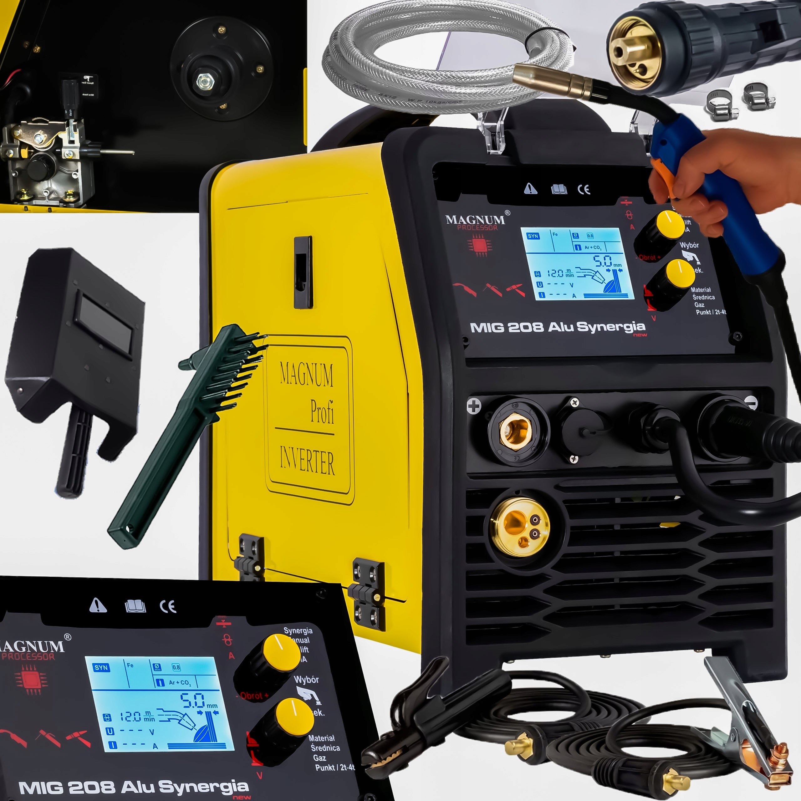 Migomat MAGNUM MIG 208 ALU SYNERGIA 3IN1 MMA TIG LIFT welding machine Packaging status original