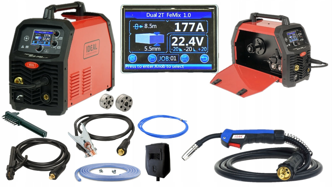 Migomat Semi-automatic welding machine IDEAL TECNOMIG 200 PULSE 4x4 LCD Aluminium