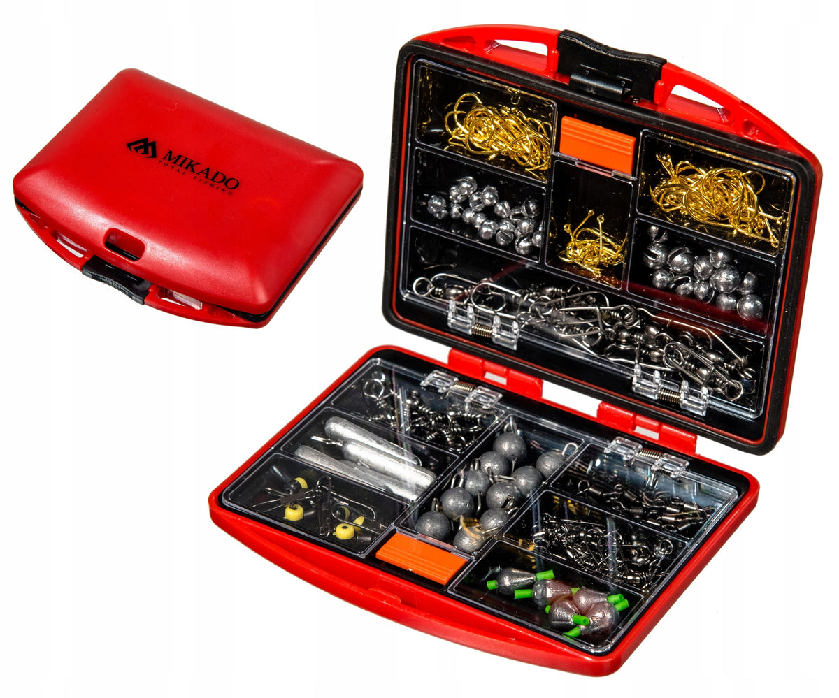 Mikado box with accessories swivel weights hooks