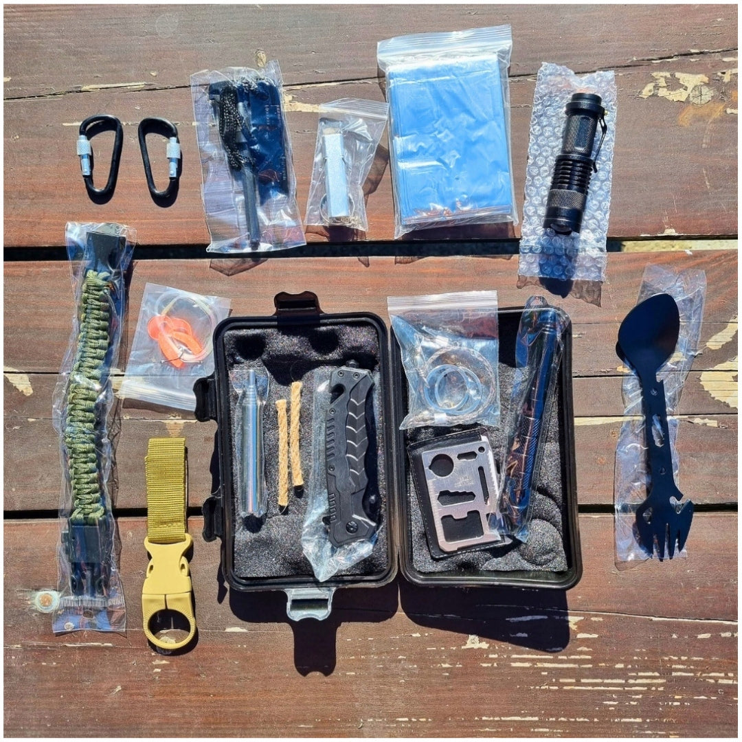 Military Backpack + Survival Set + Sleeping Bag + Red First Aid Kit 21 pcs Brand no brand