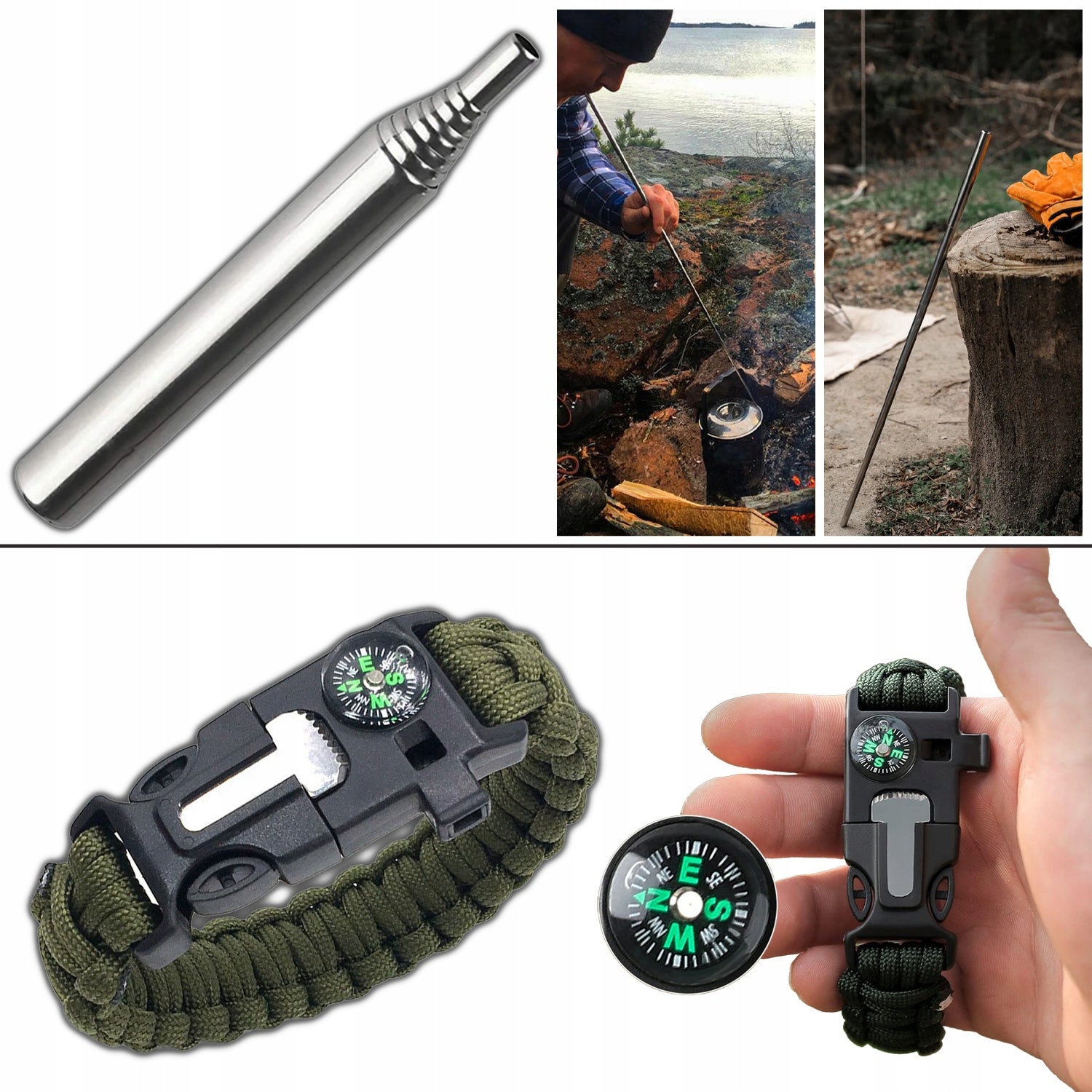 Military Survival Set Multitool 52el XL Tools pen multifunction hook fire striker sharpener blade bottle opener can opener saw insulation remover window breaker