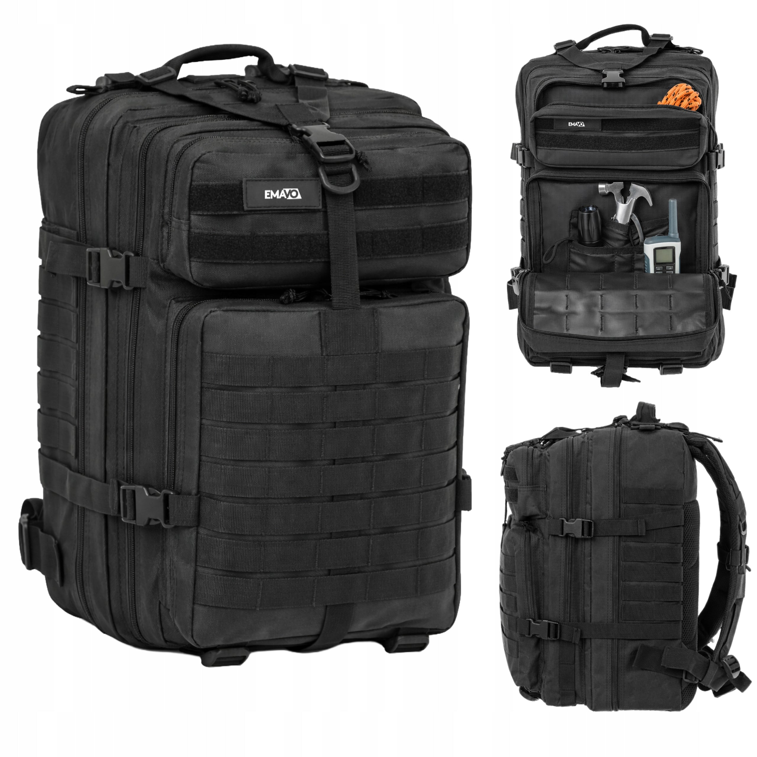 Military Tactical Hiking Backpack Survival 15,6" 40L Military Black