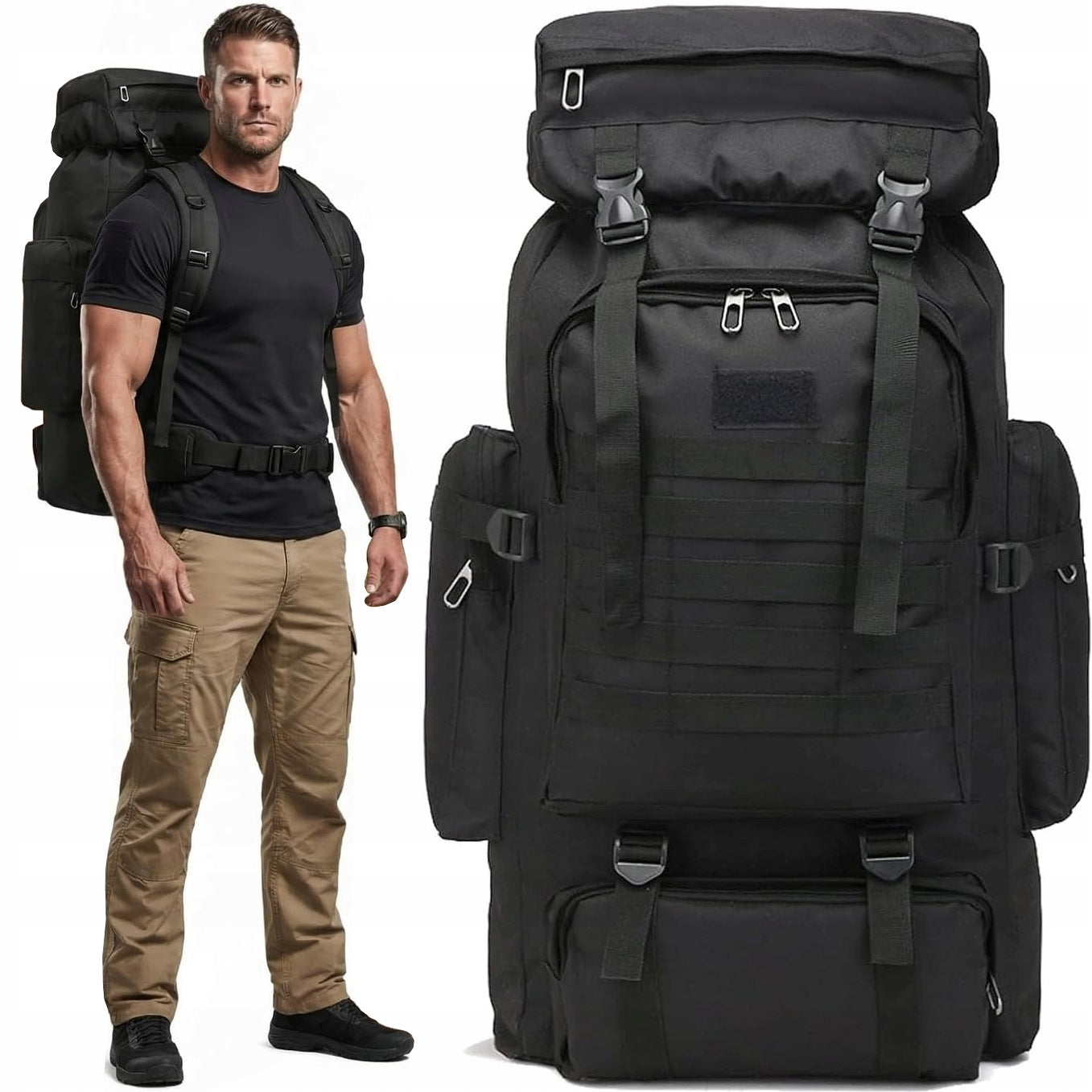 Military Tactical Hiking Trekking Backpack 80L Waterproof