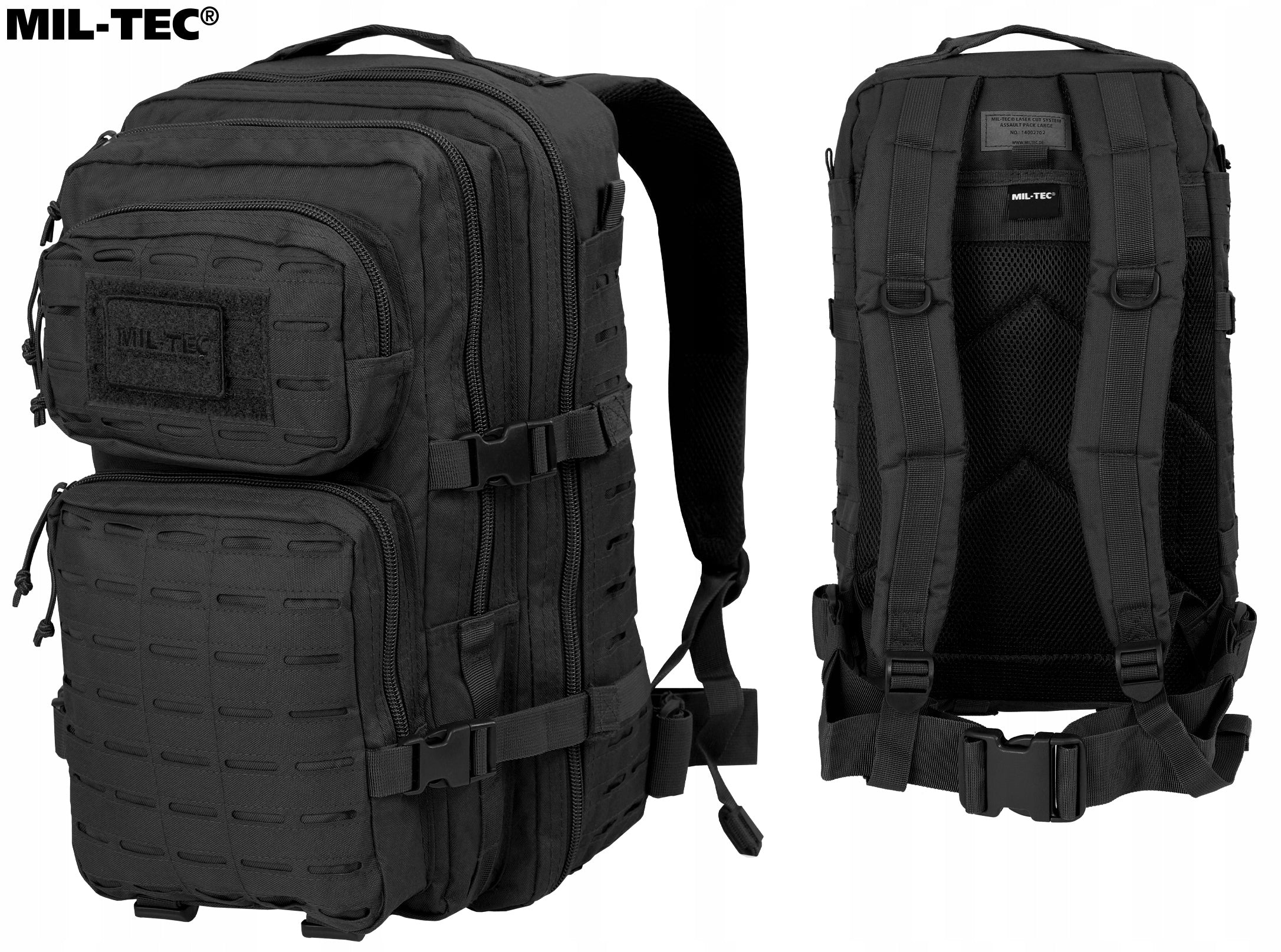 Military Tactical Military Backpack Mil-Tec Assault Laser Cut 36L BLACK Color black